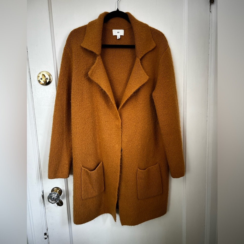 Cozy Mustard Open-Front Cardigan